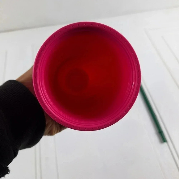 Starbucks 2014 Pink and Green top and Straw with Yellow Starbucks Letters 24 Oz. - Picture 3 of 8